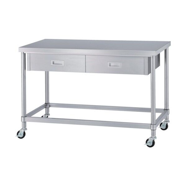 ステンレス作業台片面引出付四方枠キャスター付 ADZNC-9060 1