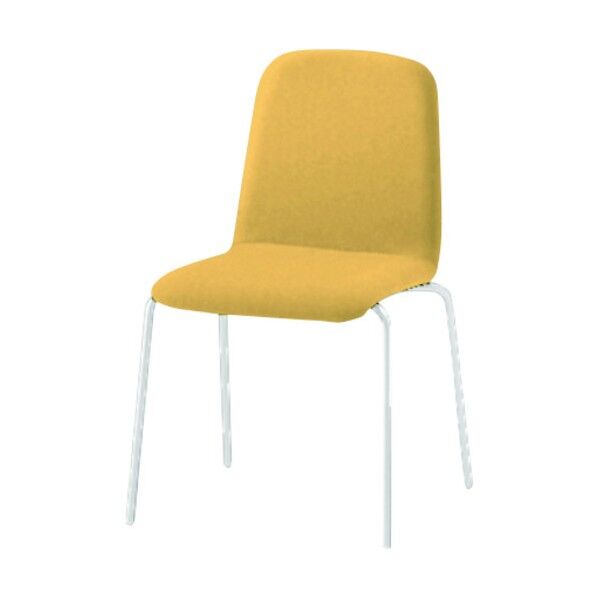 ノットワーク背座一体チェア張りぐるみ 脚ホワイト・布地ソフトイエロー KLL-130C1-W9Y5 1点