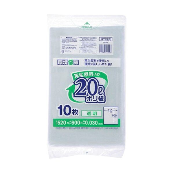 再生原料入ポリ袋20L 透明 RYC23 1点