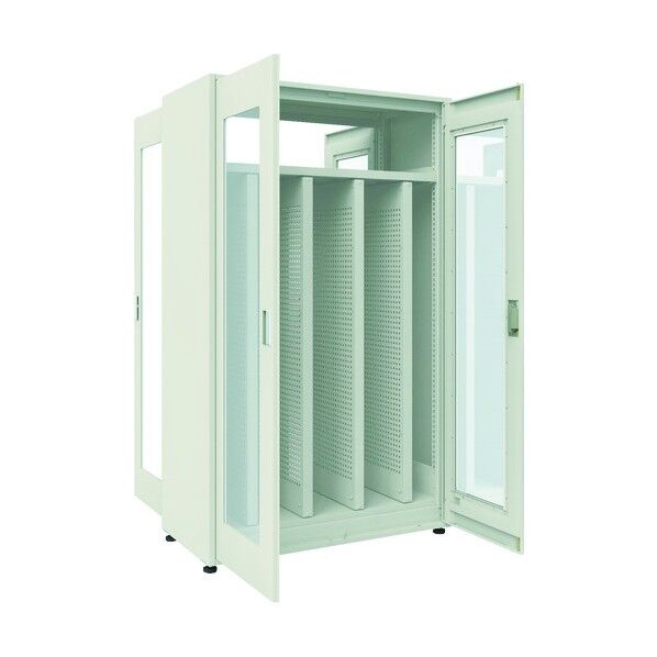 M3型中量ボルトレス棚 単体型両開きアクリル扉パンチングパネル付