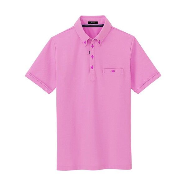 部屋干しボタンダウン半袖ポロシャツ(男女兼用) 160ピンク S 7667 1