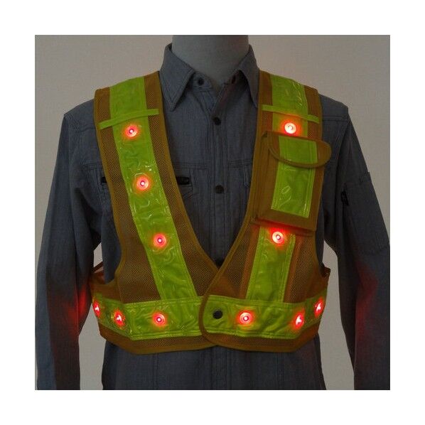 LEDベスト光るんですショート丈 黄/黄 フリーサイズ 3012703 1枚