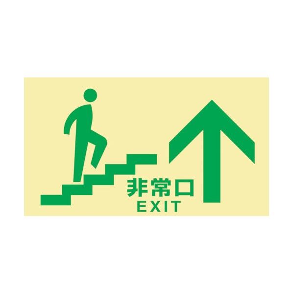 高輝度蓄光避難誘導標識 非常口 階段上 TKN107 130×230 東京都条例適合品