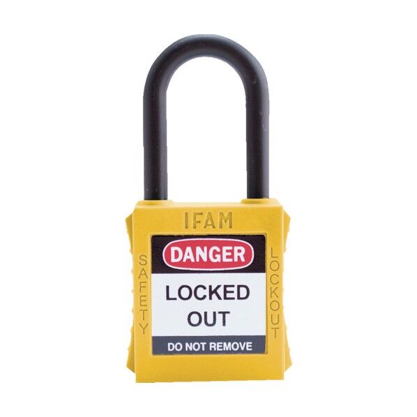 ロックアウト用南京錠 ナイロン製シャックル 黄 44800 1点