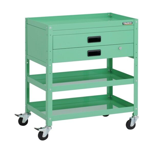 ラビットワゴン 700X450XH810 2段引出付 ゴム車輪 ヤンググリーン RBW-873X-YG 1点