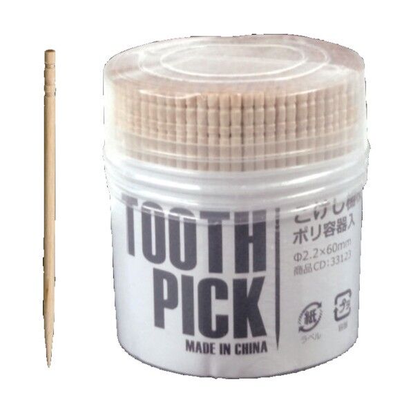 FMこけし楊枝 ポリ容器入 Φ2.2×60mm 33123 1点