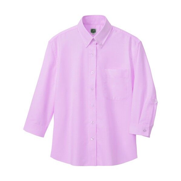 レディース七分袖オックスボタンダウンシャツ 060ピンク L 7875 1