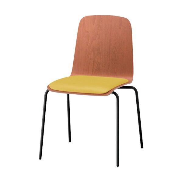 ノットワーク背座一体チェア座パッド付 背座ラスティックビーチM・脚サテンブラック・ウレタンレザーストロングイエロー KLL-120DK-TTU5 1点