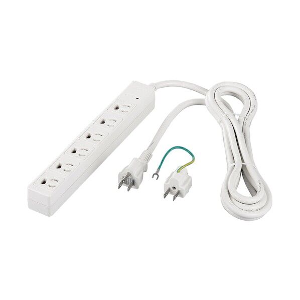 RoHS対応 3ピン式電源タップ 6個口タイプ マグネット付 5m ホワイト BSTAPMS3650WH 1個