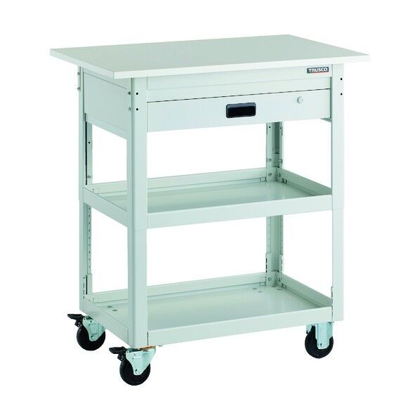 ツールワゴン ドルフィン 高さ調節式 天板付 900X600 1段引出 W DLWS-A973TV-W 1点