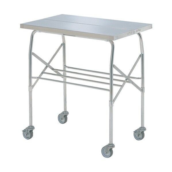 折りたたみ式ステンレステーブル スチールキャスター