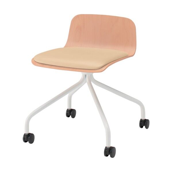 ノットワークローバックキャスターチェア座パッド付 背座ラスティックビーチL・脚ホワイト・ウレタンレザーミルキーホワイト KLL-225DK-GHH8 1点