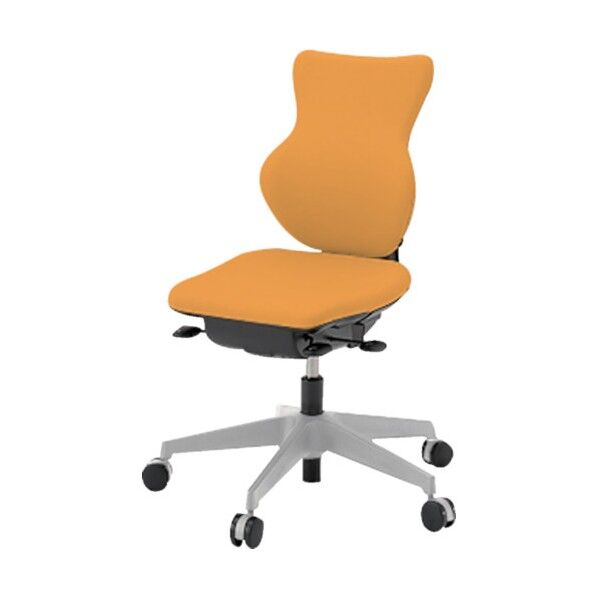 「カシコチェア」 肘無し 背裏ホワイト張地 パンプキンイエロー KE-340GJ-W8Y8 1