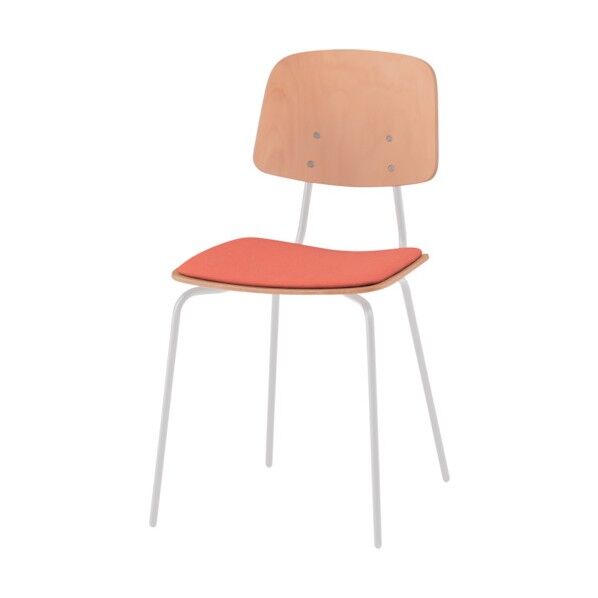 ノットワーク背座セパレートチェア座パッド付 背座ラスティックビーチL・脚ホワイト・布地アンバーオレンジ KLL-121C-GHD3 1点