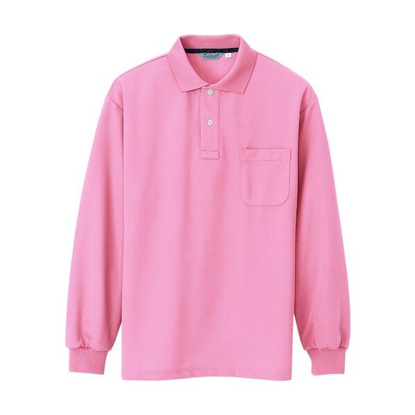 メンズ長袖ポロシャツ 025ピンク S CL1001 1
