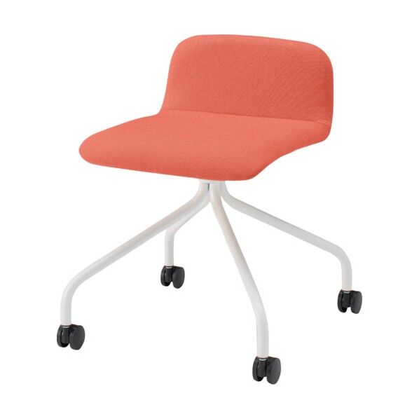 ノットワークローバックキャスターチェア張りぐるみ 脚ホワイト・布地アンバーオレンジ KLL-235C1-W9D3 1点