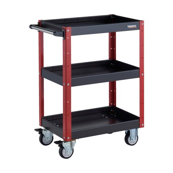 イーグルワゴン 600X400XH880 深型3段 ウレタン車輪 ブラック/レッド EGW-963F3U-BKR 1点