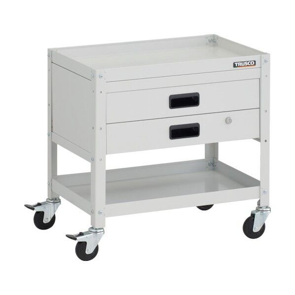 ラビットワゴン 600X400XH600 2段 2段引出 ゴム車輪 ホワイト RBW-662X W 1点