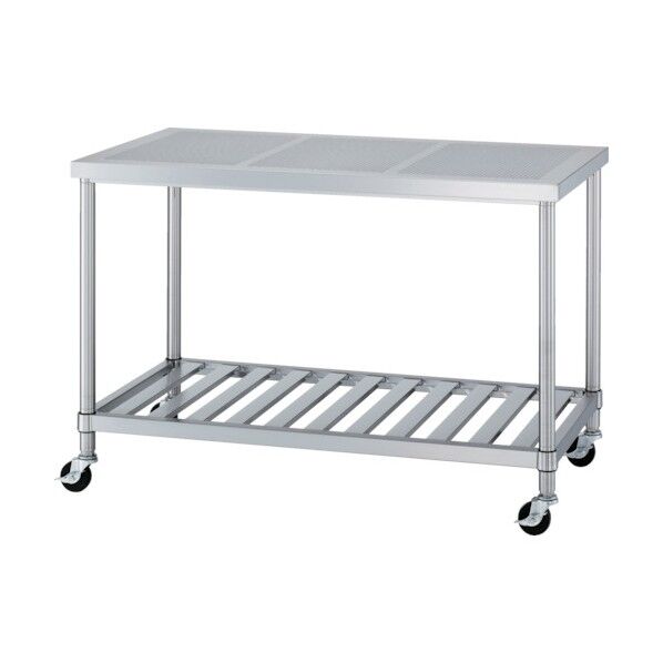 ステンレス作業台パンチング天板スノコ棚キャスター付 PASNC-15075 1