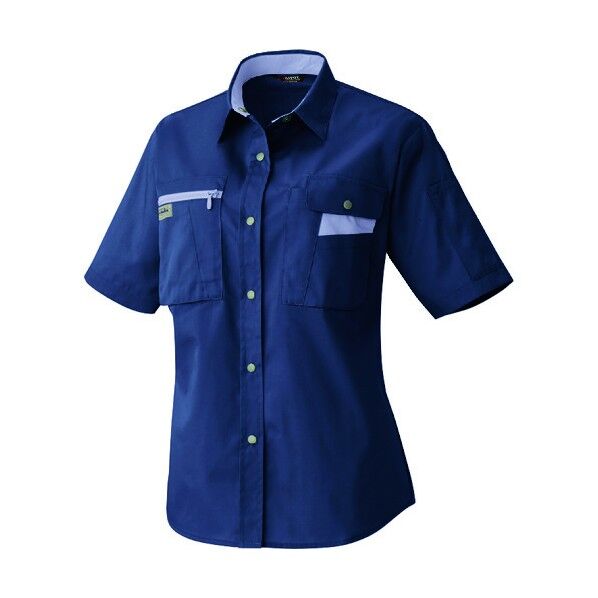レディース半袖シャツ(ムービンカット)AZ5317-008ネイビー×ミストバイオレット13 008ネイビー×ミストバイオレット 13 5317 1