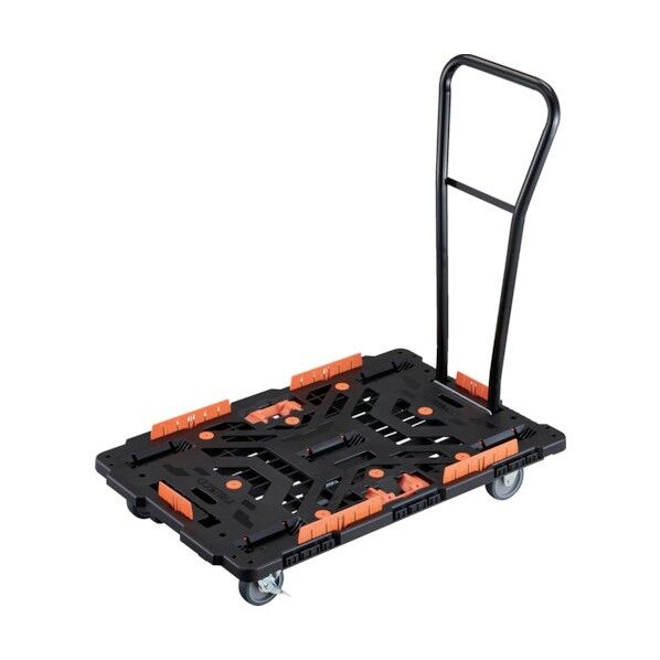 連結式樹脂製平台車 ビートル 900X600 自在3輪 内2輪ストッパー付 脱着式ハンドル付 柵 とめたろう付 BT900KJ3S2H-E100T 1点