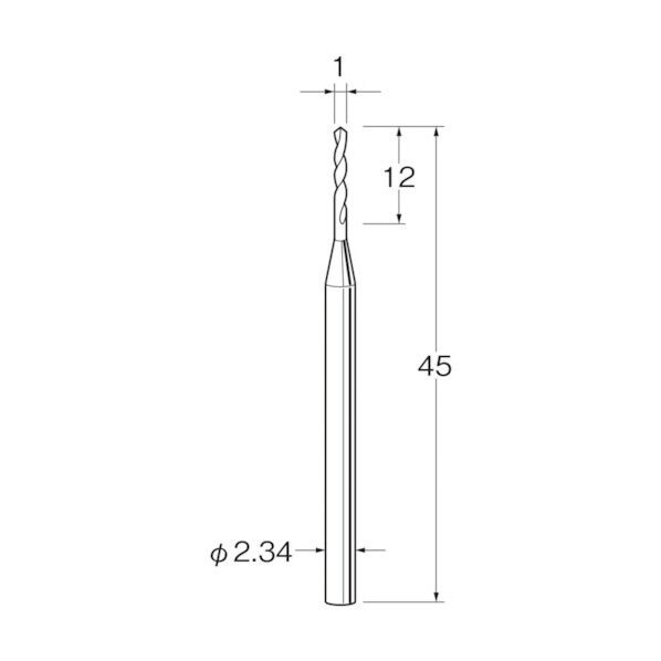 ツイストドリル(スチール鋼)刃径(mm):1.0シャンク径(mm):2.34 T2010 5本