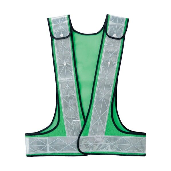 3段階調整安全ベスト 緑メッシュ×白反射材 OK5313 1着