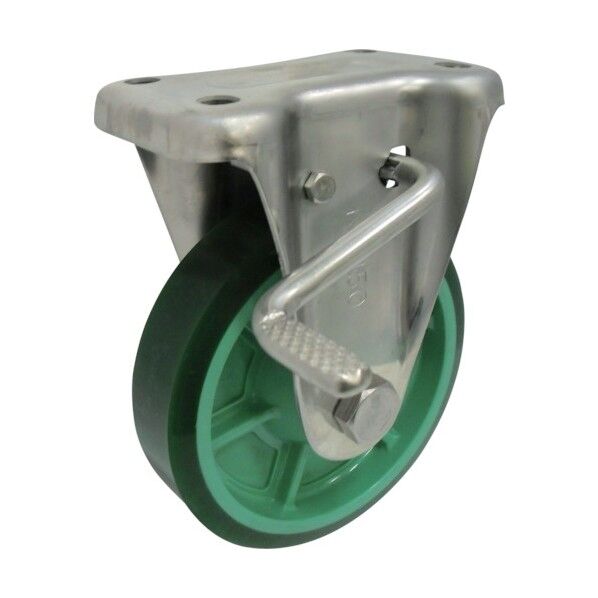 樹脂製ウレタンゴム車輪ステンレス製固定車ストッパー付 ベアリング無 100 PNUAKAB100   1点