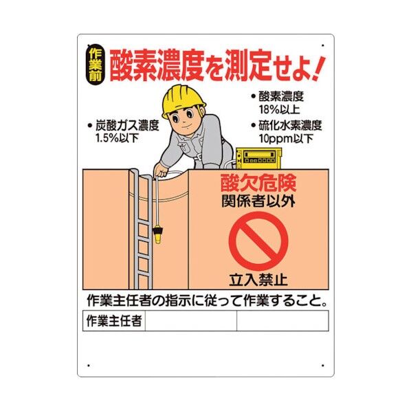 ユニット 酸欠関係標識 酸素濃度を測定せよ! 324-07A 1点