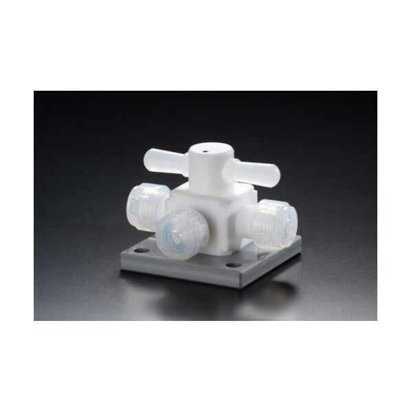 テフロン三方バルブ圧入型ベース付