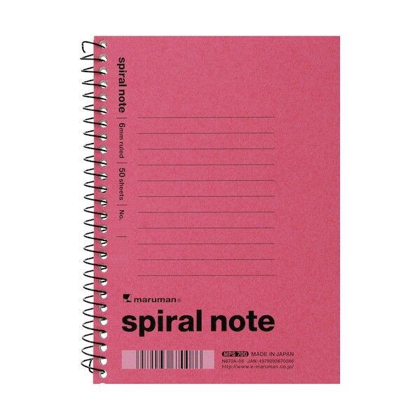 A6スパイラルノート6MM横罫ピンク