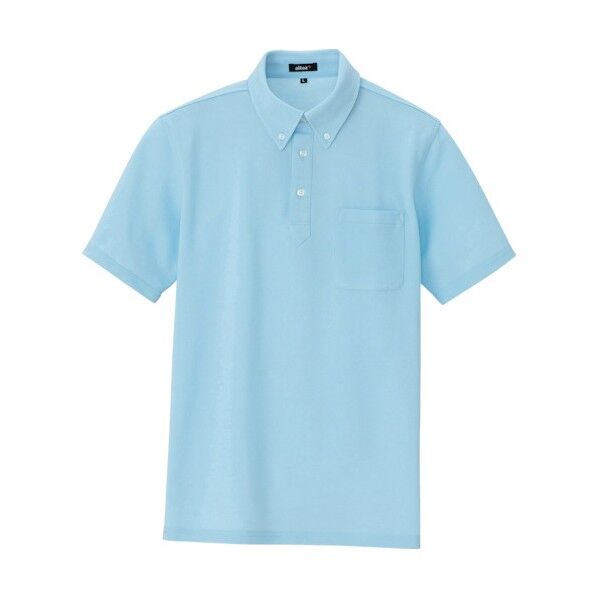 アイトス ボタンダウン半袖ポロシャツ サックス S 7617-007-S 1