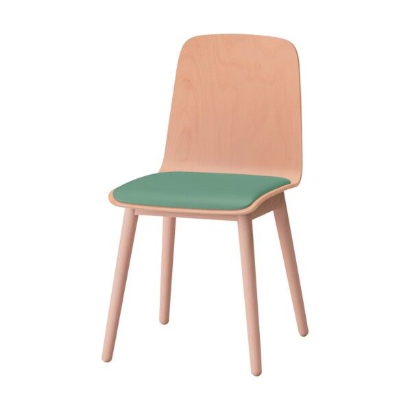 ノットワーク背座一体木脚チェア座パッド付 背座脚ラスティックビーチL・ウレタンレザーライトグレイッシュグリーン KLL-124DK-LE4 1点