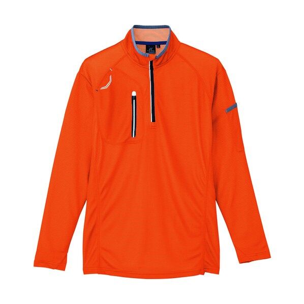 長袖ハーフZIPシャツ(男女兼用) 163オレンジ S 10606 1