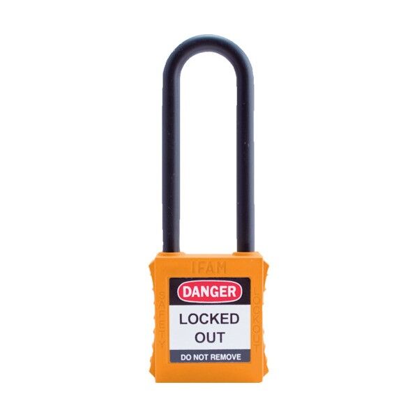 IFAM社 ロックアウト用南京錠 ナイロン製シャックル(ツル長) オレンジ 44926 1点