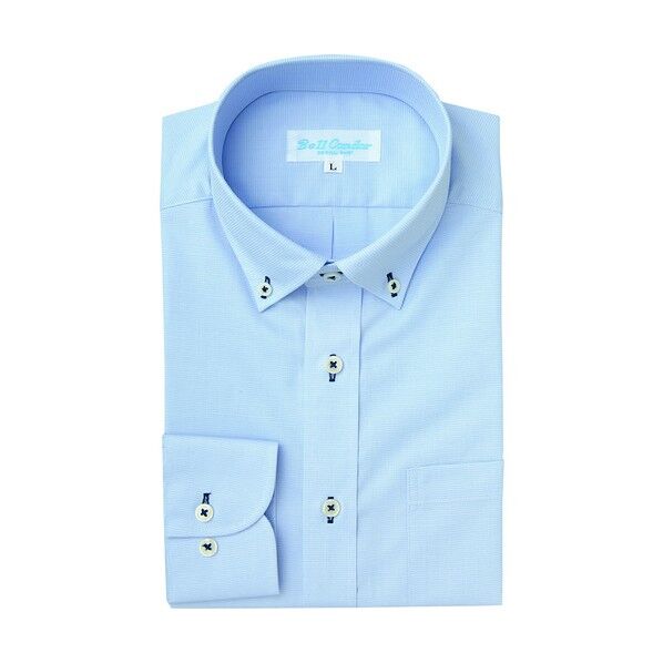 半袖ボタンダウンシャツ（男女兼用） 007サックス M 43061 1点