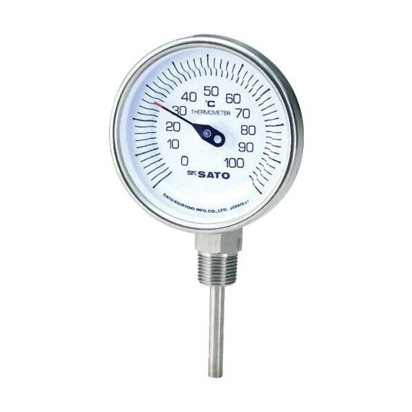 バイメタル式温度計BM-S-90S 0~150℃200L 2030-66 BM-S-90S-12 1点