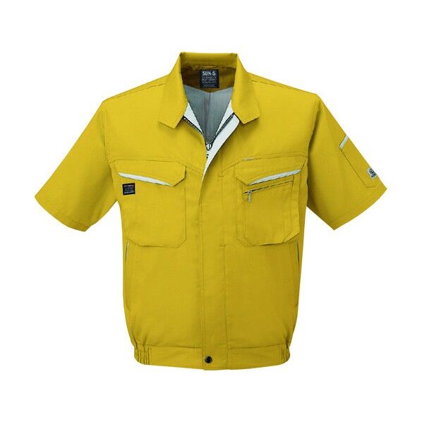 夏 半袖ブルゾン マスタード色 Lサイズ WA10470-10-L 1点