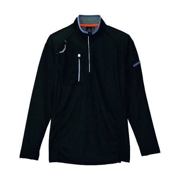 長袖ハーフZIPシャツ(男女兼用) 010ブラック S 10606 1