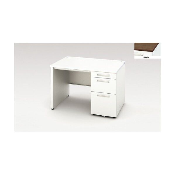 片袖デスク (ロングストローク引出し) (パネル脚タイプ) XEHH117KP-WWN 1点