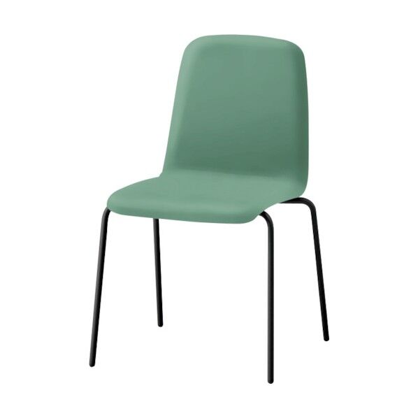 ノットワーク背座一体チェア張りぐるみ 脚サテンブラック・ウレタンレザーライトグレイッシュグリーン KLL-130DK-T1E4 1点