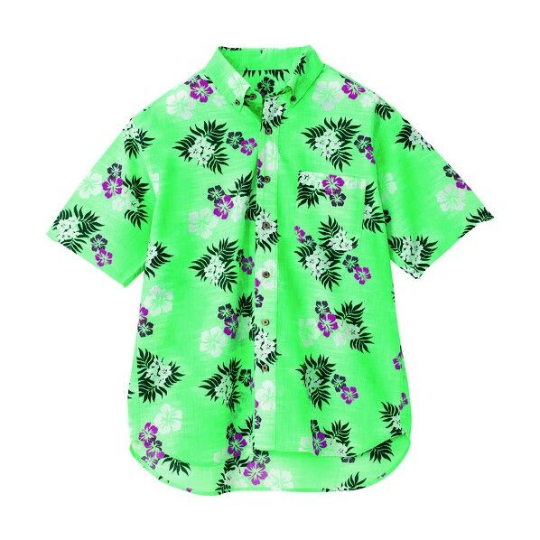 ボタンダウンアロハシャツ(カジーマ)(男女兼用) 015グリーン L 56110 1