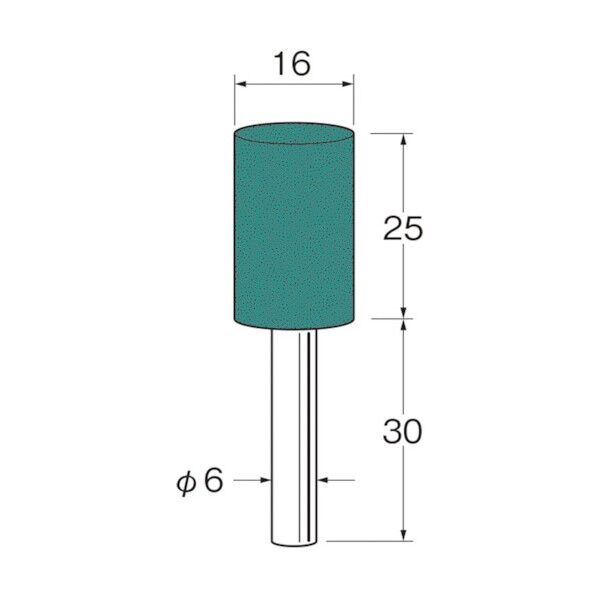 軸付グリーンカーボランダムゴム砥石外径(mm):16粒度(#):220 R3613 5本