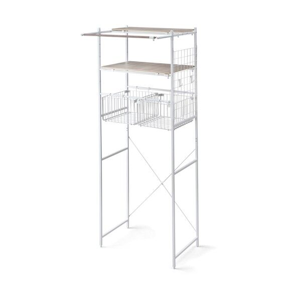 アイリスオーヤマ 535639 バスケット付き伸縮スタイルランドリーラック BSSL-860-W (535639) 1点...