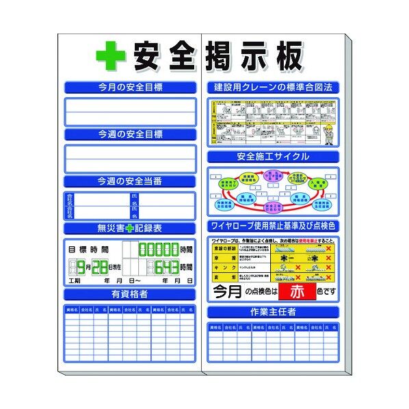 ユニット ◎安全掲示板 (小) 標準タイプ 313-942A 1個