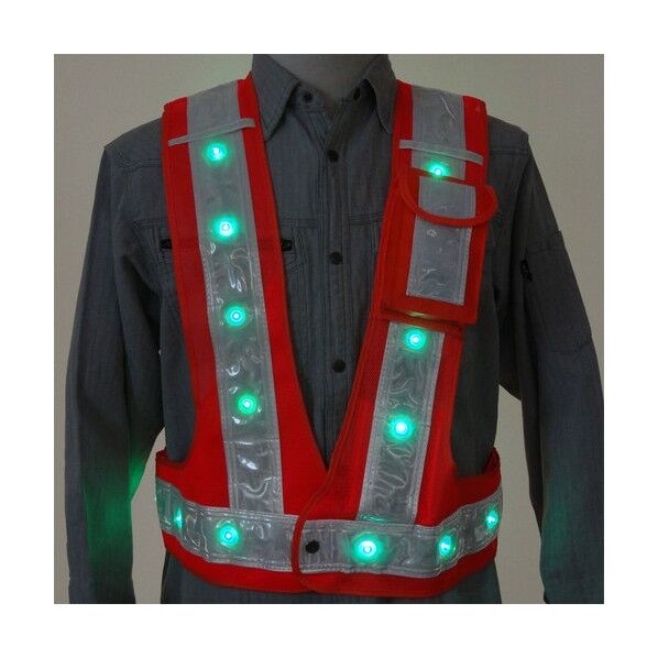 LEDベスト『光るんです。』 緑LED 橙/白 フリーサイズ 3016022 1枚