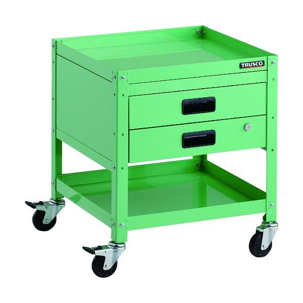 ラビットワゴン 500X500 引出2段付 ゴム車輪 ヤンググリーン RBW-652X YG 1点