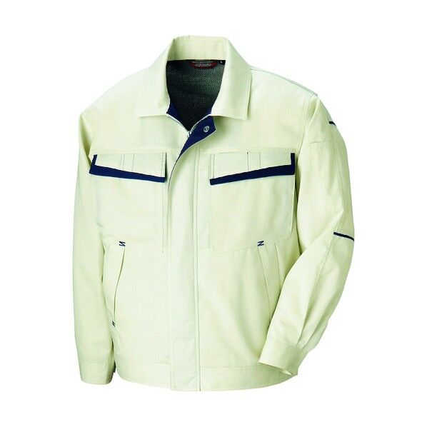 長袖サマーブルゾン(配色)(男女兼用) 001アイボリー×ディープネイビー L 5570 1