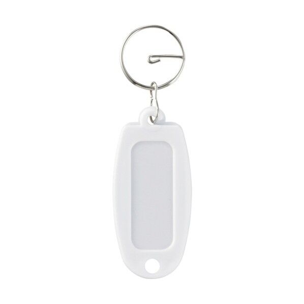 キーホルダー名札(ハードケースタイプ)NF‐W リング付 ホワイト 60×27mm 301001 1個
