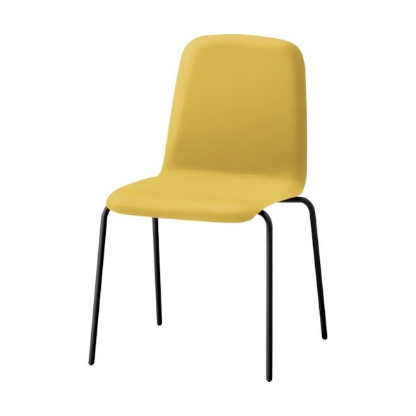 ノットワーク背座一体チェア張りぐるみ 脚サテンブラック・ウレタンレザーストロングイエロー KLL-130DK-T1U5 1点